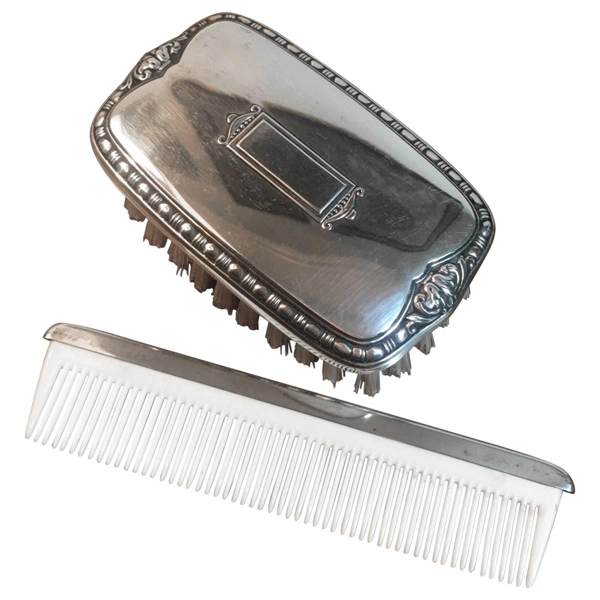 Engravable Sterling Silver Baby Brush 
Comb