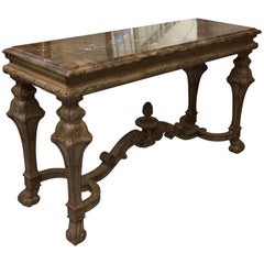 Italian Renaissance Style Console Table with Marble Top