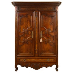 Antique French 18th Century Figured Walnut Armoire