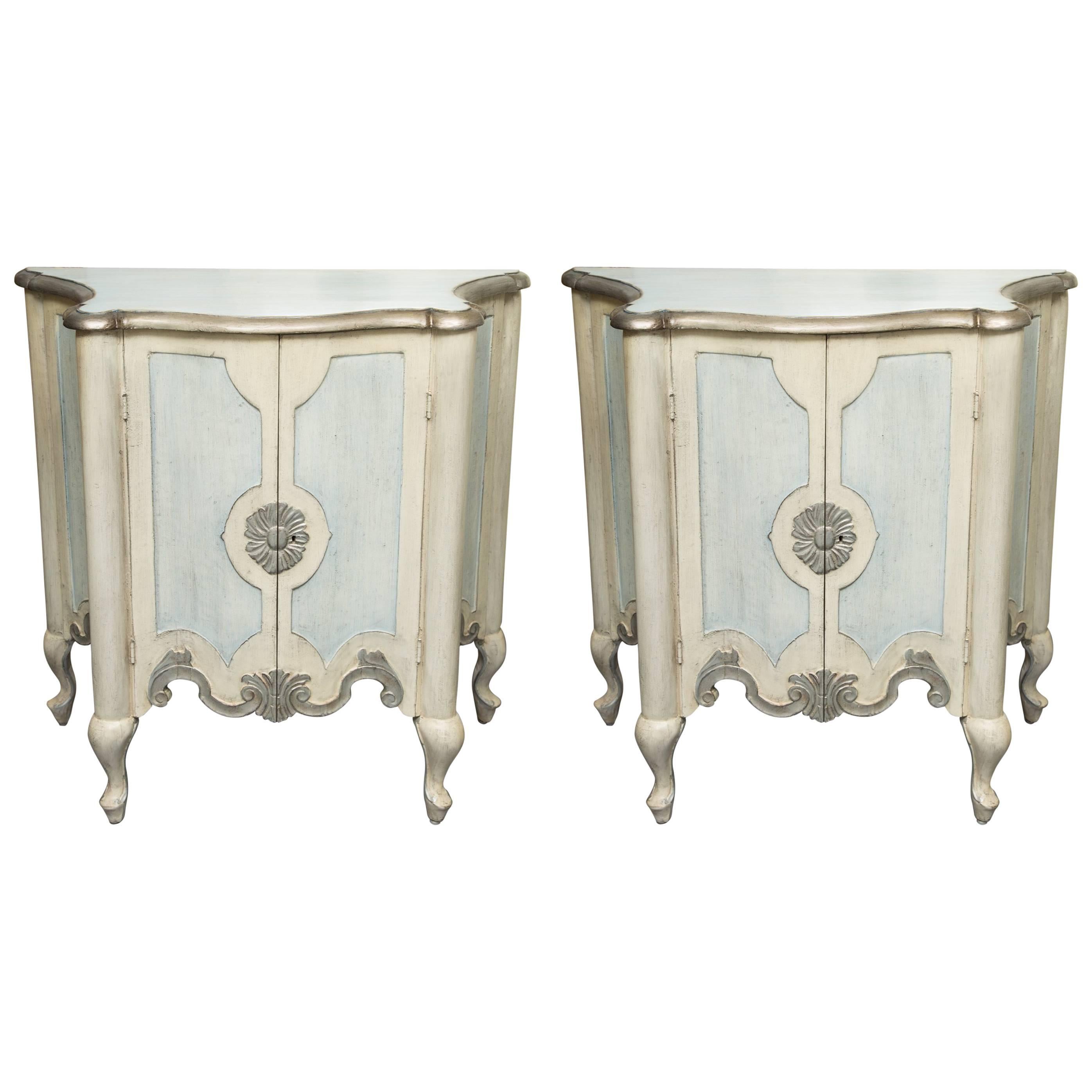 Pair of Serpentine Painted Venetian Cabinets