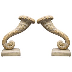 19th Century Pair of Italian Jardinières in the Form of Cornucopia