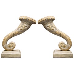 Antique 19th Century Pair of Italian Jardinières in the Form of Cornucopia