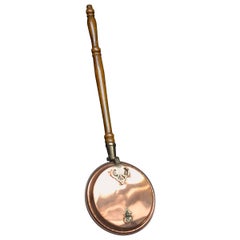 Victorian Copper Warming Pan with Turned Walnut Handle