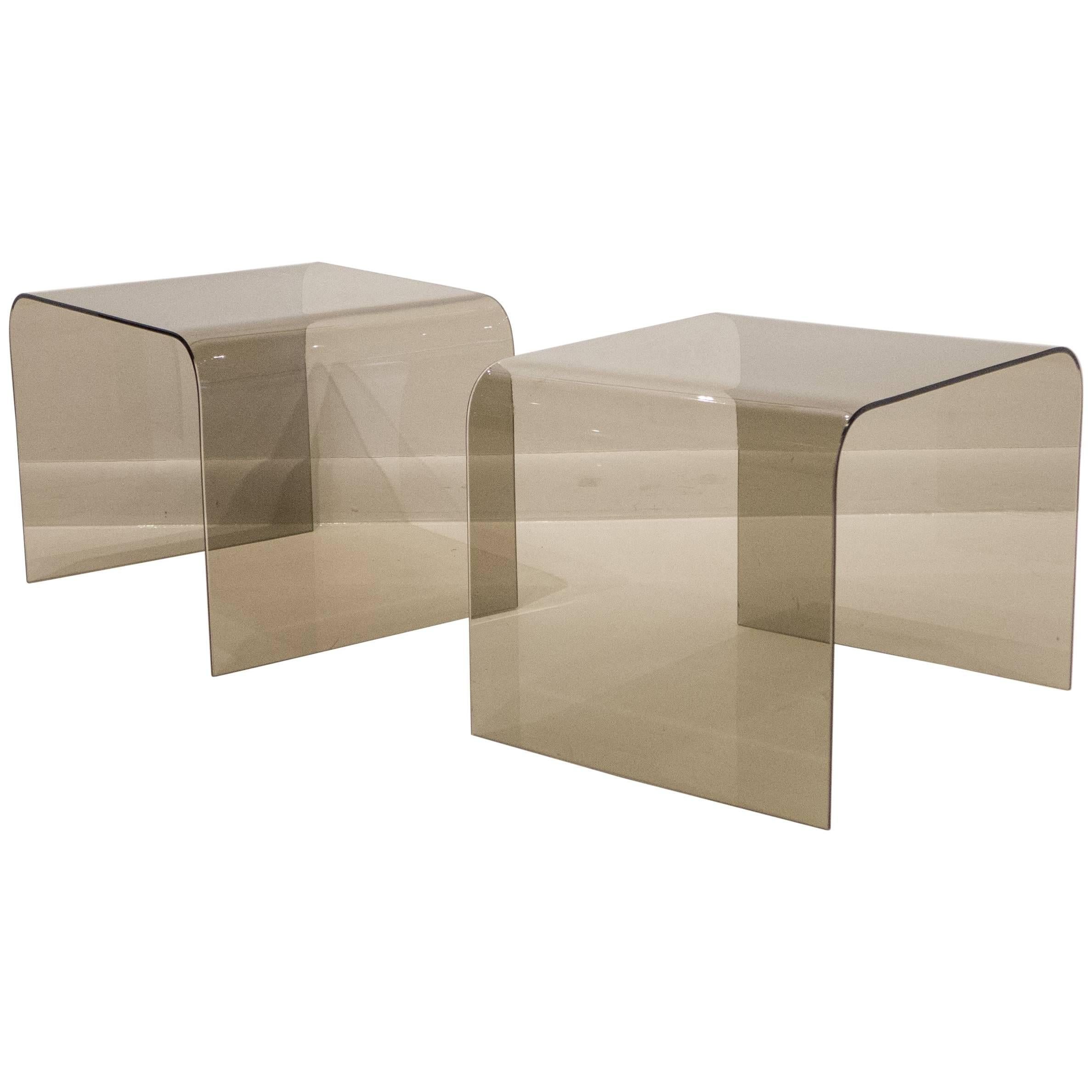 Pair of Pace Collection Glass Side Tables