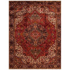1960s Vintage Rust/Brown Persian Heriz Carpet