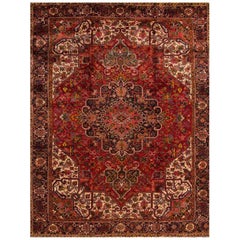 Tapis persan Heriz vintage rouille/marron des années 1960