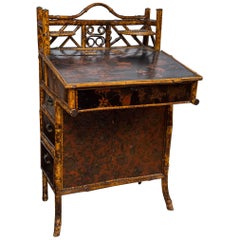 Antique  Bamboo and  Painted Lacquer Slant Top Desk