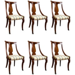 Set of Six French Empire Style Dining Chairs