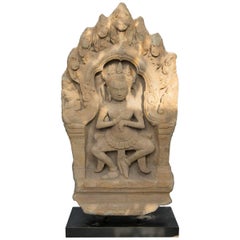 Sandstone Cambodian Carved Architectural Fragment