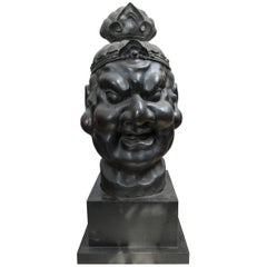 20th Century Japanese Bronze Head of a Deity