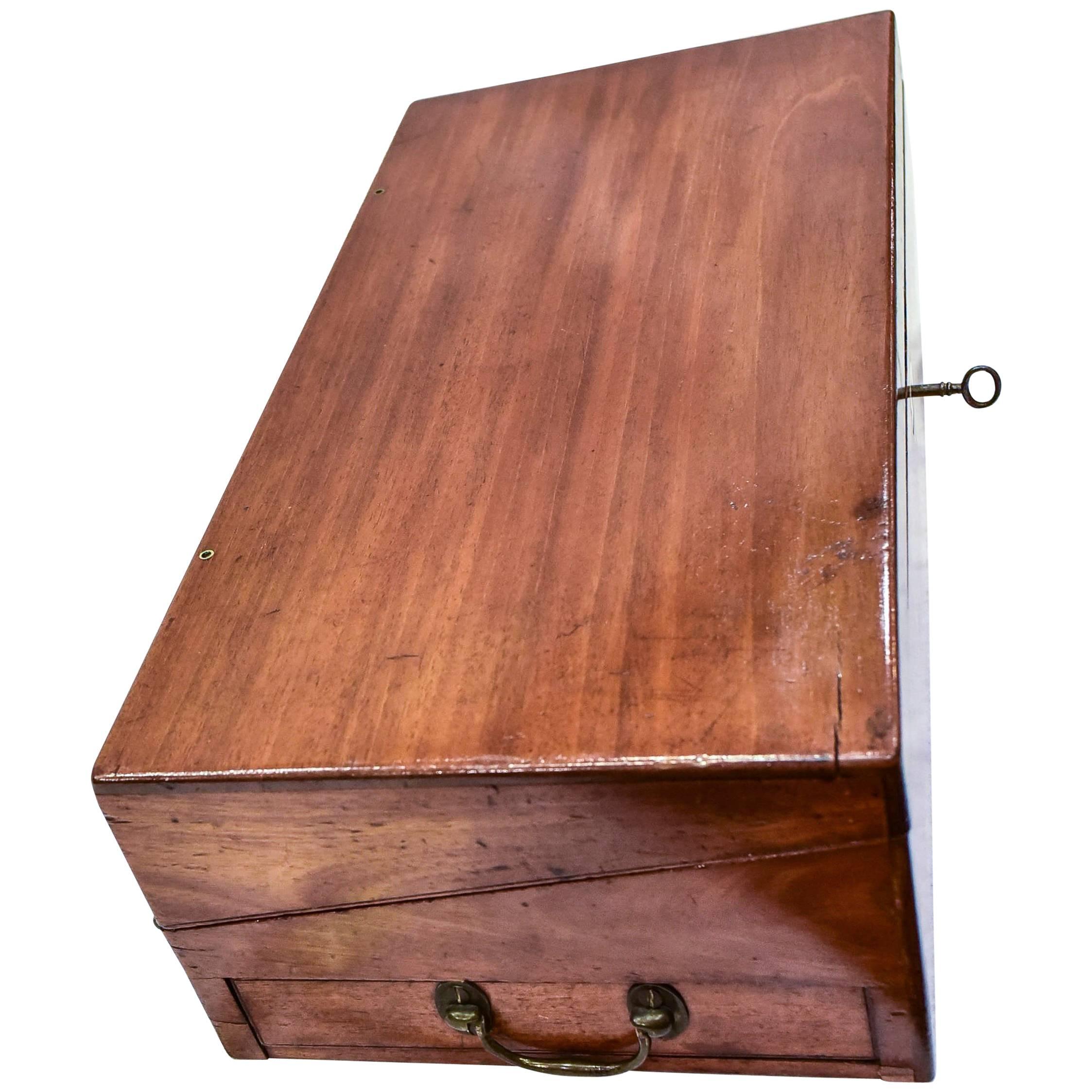 19th Century Mahogany, Bronze and Bone English Boat Deck Box