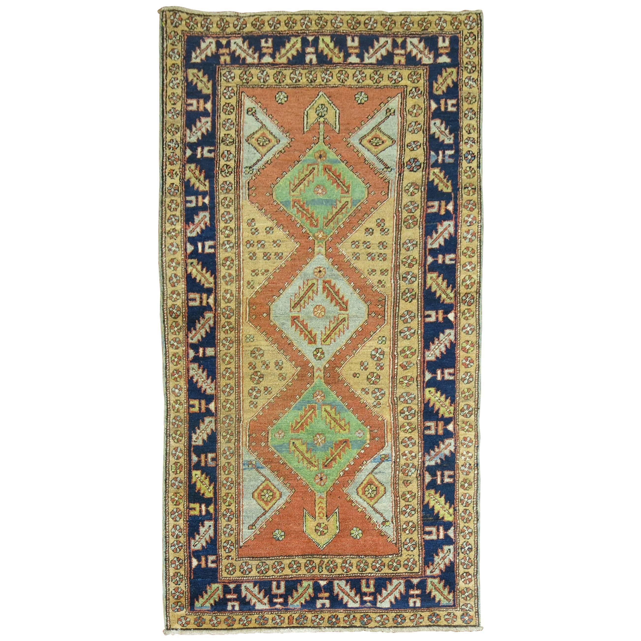 Antique Persian Heriz Rug in Bright Colors