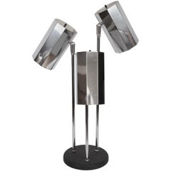 Vintage Koch & Lowy Adjustable Triple Chrome Shade Desk Lamp, 1960s