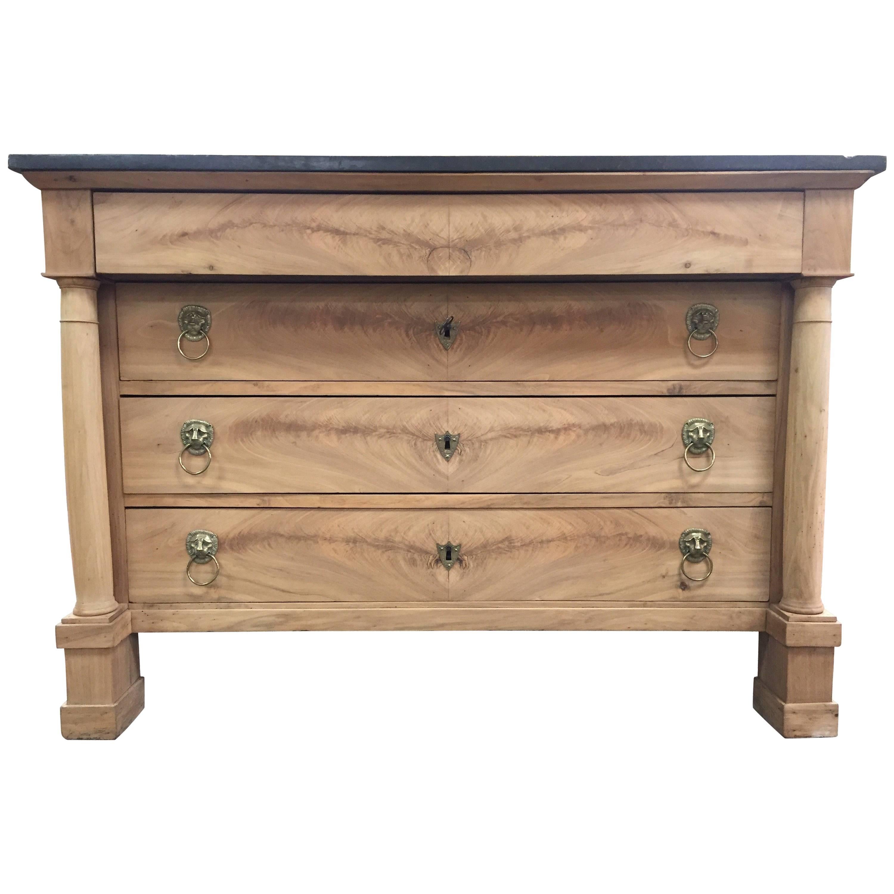 19th Century French Empire Commode in Bleached Walnut