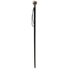 Georg Jensen Walking Stick Black Lacquer, Sterling Silver Knob, Leather Band