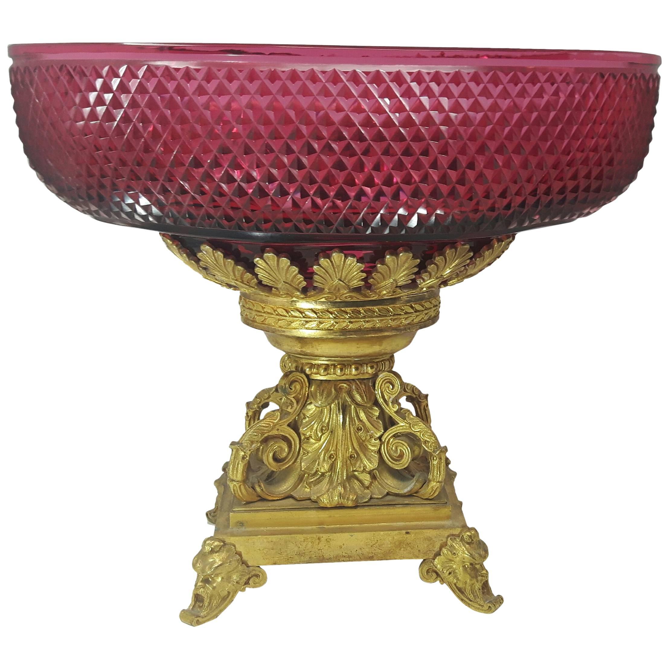 Antique French Cut Glass Centerpiece For Sale