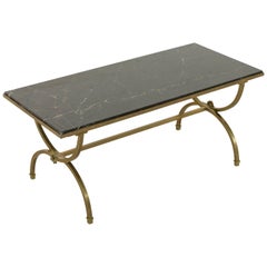 Mid-20th Century French Maison Jansen Bronze Coffee Table with Black Marble Top