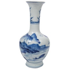  Chinese Blue and White Vase Fishing Motif Made In the Kangxi Reign circa 1690