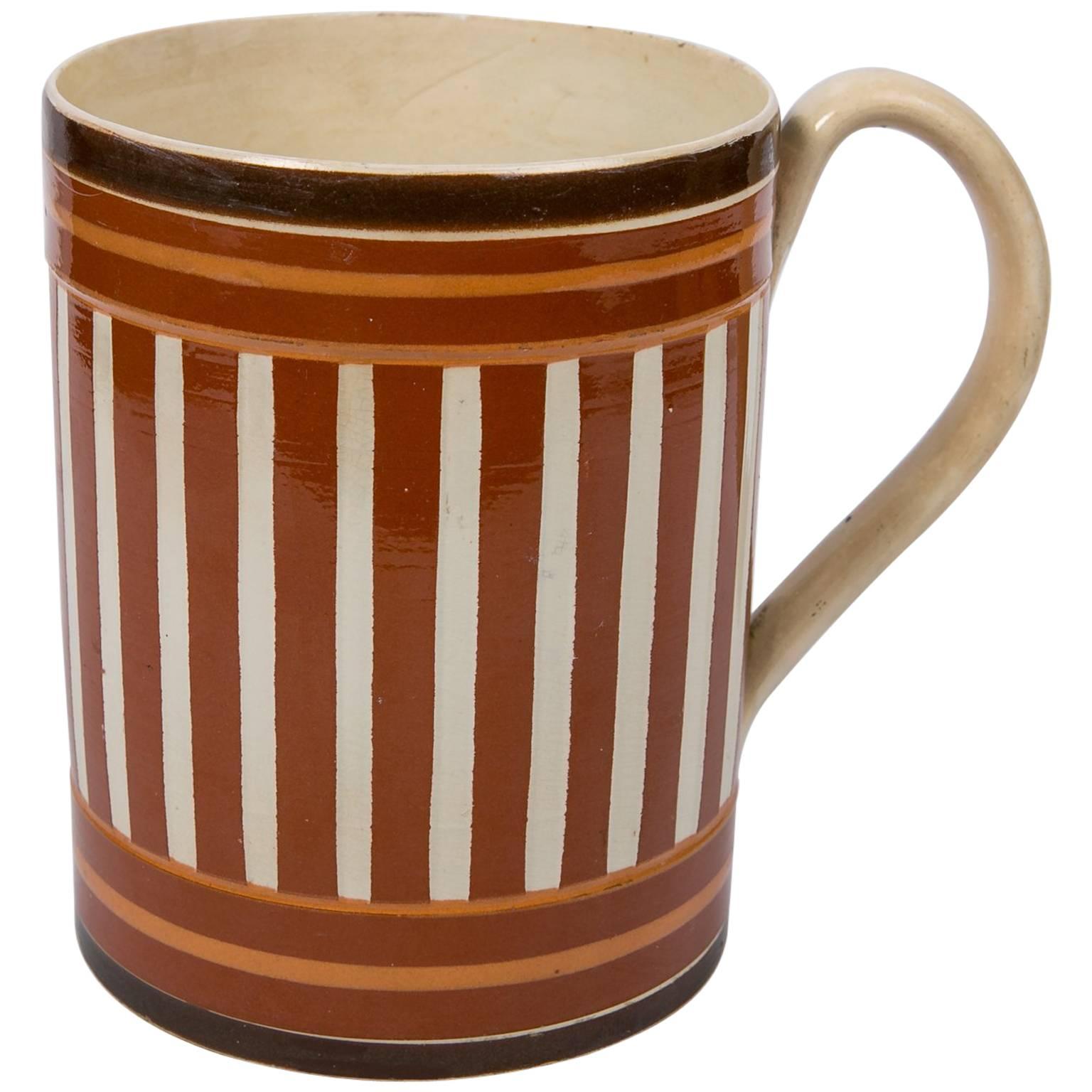 Antique Creamware Mochaware Mug with Stripes