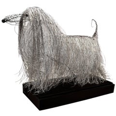 Vintage Large Wire Sculpture of an Afgan Hound by Artist Michael L. Jacques