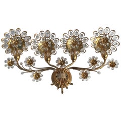  Palwa Crystal and Brass Four-Light Sconce