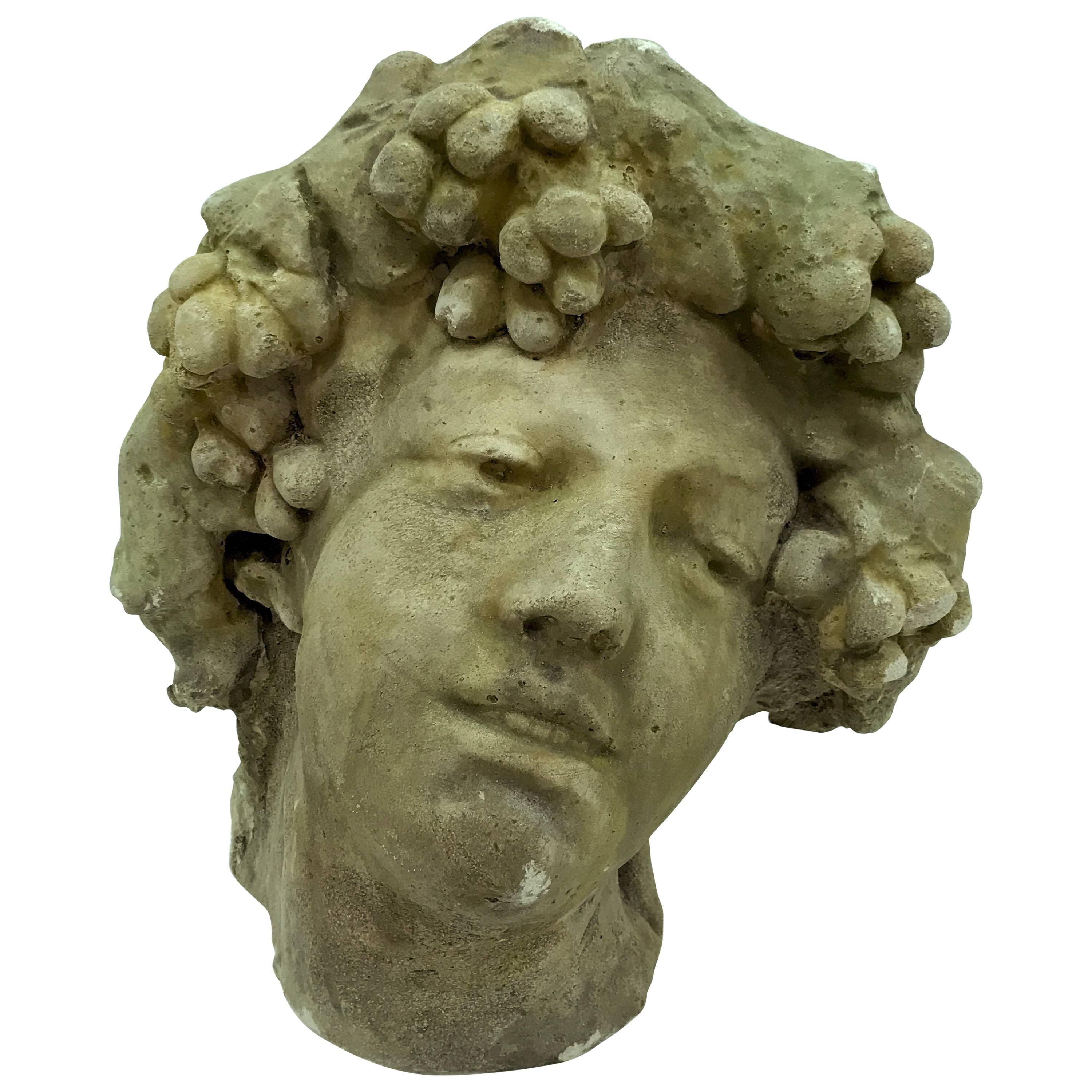 Bacco Stone Head, Made in Italy in Early 20th Century