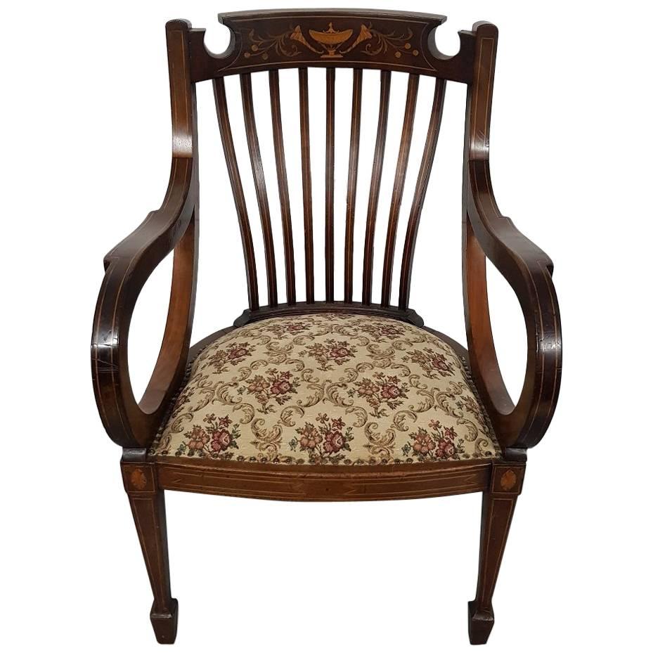 Late 19th Century English Mahogany Regency Style Armchair