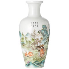 Large Chinese Early Republic Hongxian Mark Eight Horses Vase