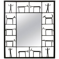 Modern Iron Figures Mirror by Frederick Weinberg, Offered by La Porte