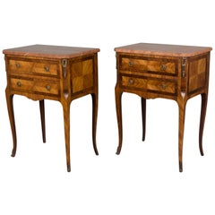 Pair of French Marquetry Side Tables or Nightstands