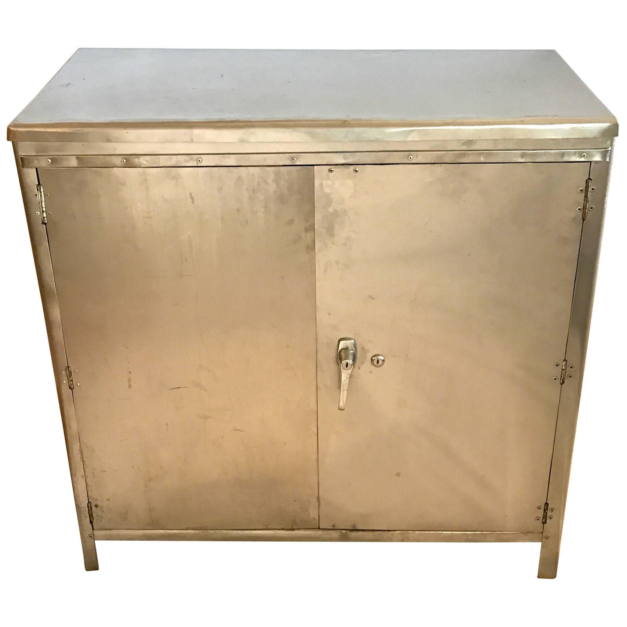 Midcentury Industrial Metal Steel Bar Cabinet Credenza