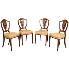 Set of Four Edwardian Rosewood Inlaid Side Chairs