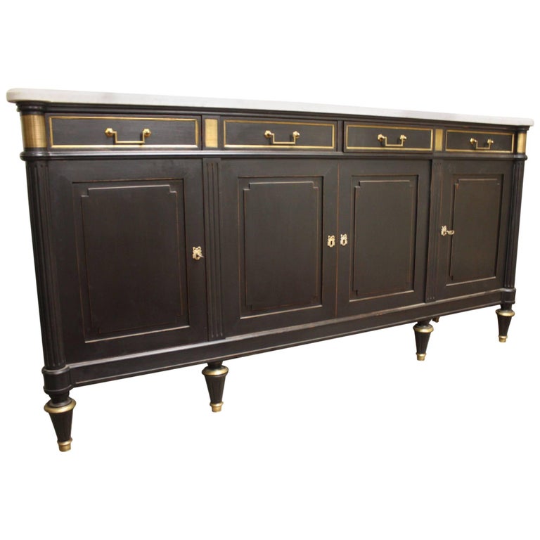 Louis XVI Ebonized French Buffet with Marble Top 1