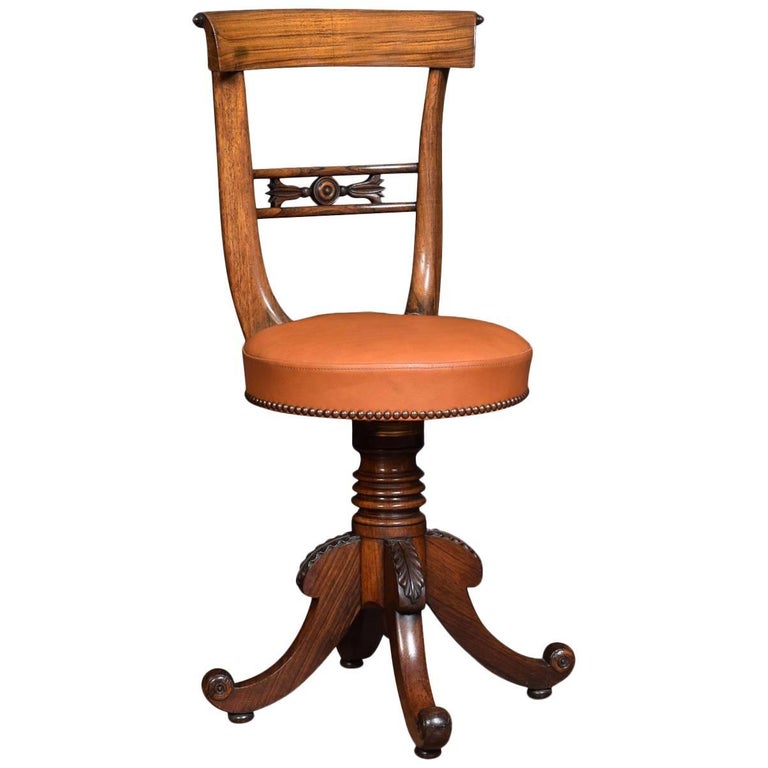 Victorian Rosewood Revolving Dressing / Music Chair For Sale at 1stDibs