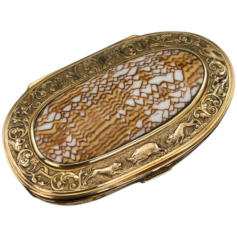 Antique Continental 18 Karat Gold-Mounted Cowry Shell Snuff Box, circa 1780