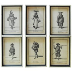 Set of Six Framed Engravings Cries of London, 1688