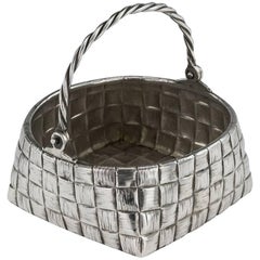 Antique Russian Trompe L'oeil Solid Silver Basket, St-Petersburg, circa 1900