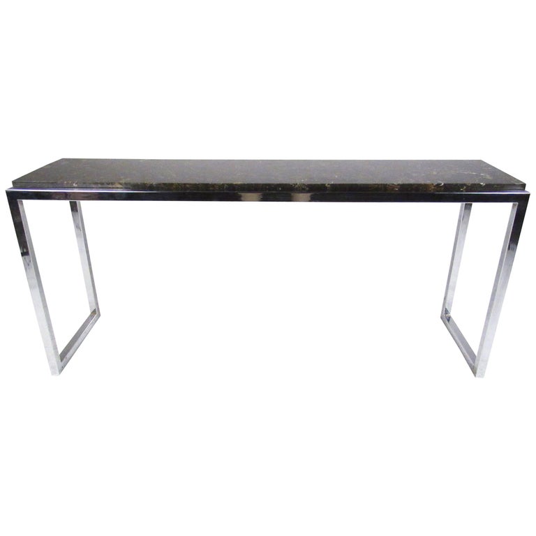 Stylish Modern Marble and Chrome Console Table For Sale at 1stDibs