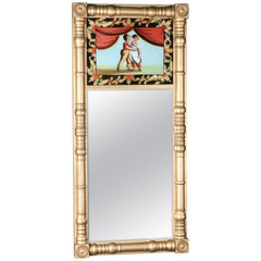 Antique Giltwood and Églomisé Panel Federal Style Mirror, 20th Century