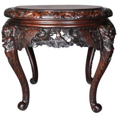 Antique Japanese Carved Hardwood Figural Centre Table, 19th Century