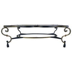 French Gilt Wrought Iron and Glass Coffee Table