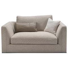 Ecru Textured Fabric Oversized Armchair, Richard by B&B Italia