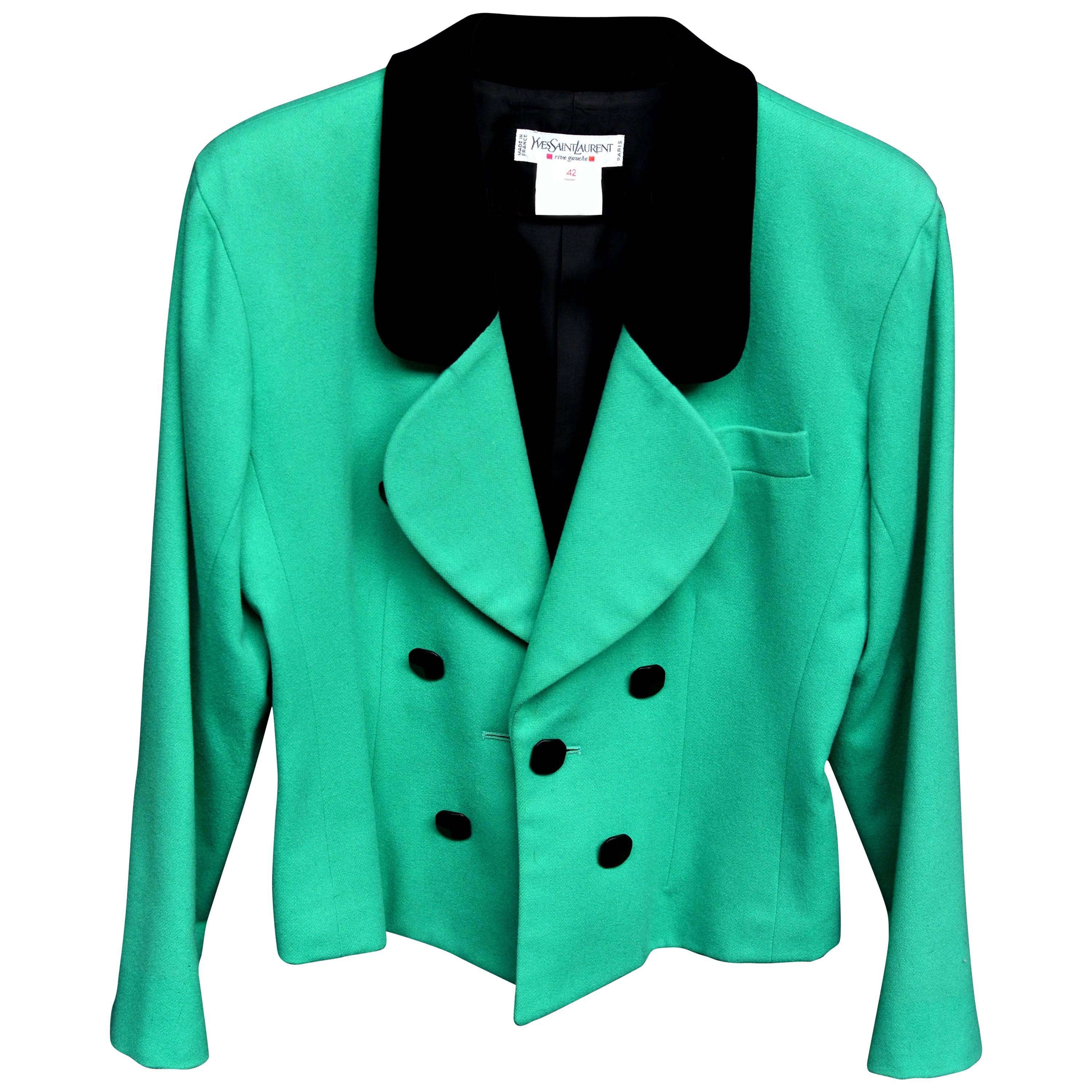 Yves Saint Laurent 100% Wool Woman Jacket Tag Size 42 For Sale