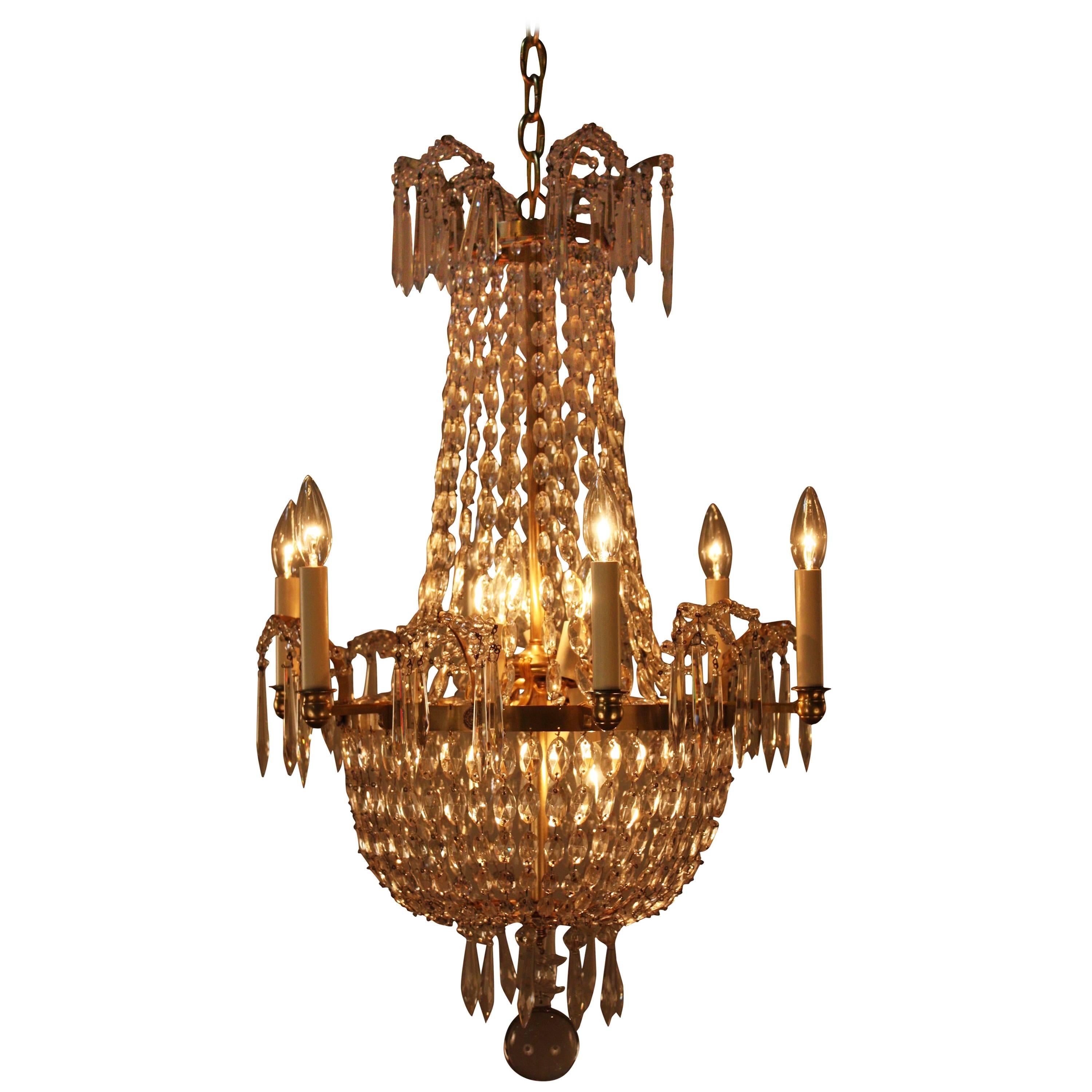 Swedish Late 19th Century Crystal Chandelier