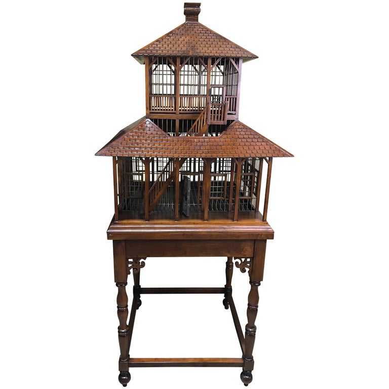Carved Mahogany Grand Antebellum Style Bird House on Stand at 1stDibs