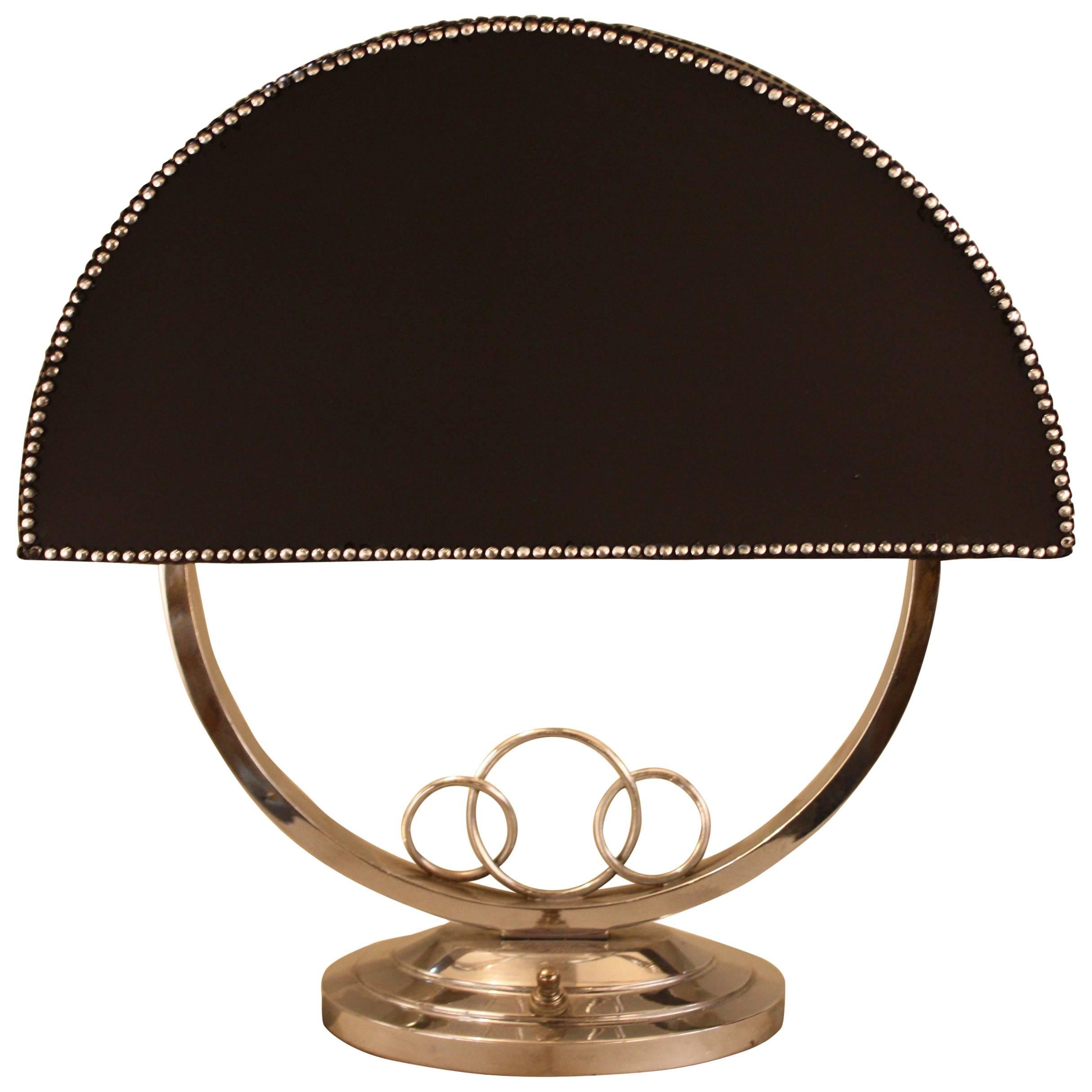 French Art Deco Nickel Desk Lamp