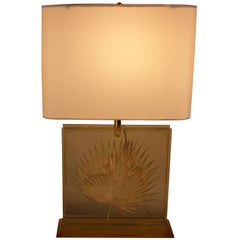 Lucite with Leaf Inclusion Lamp by Romeo Paris