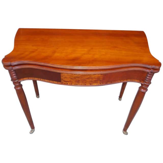 American Trick Leg Card Table with Classically Carved Urn Base, circa