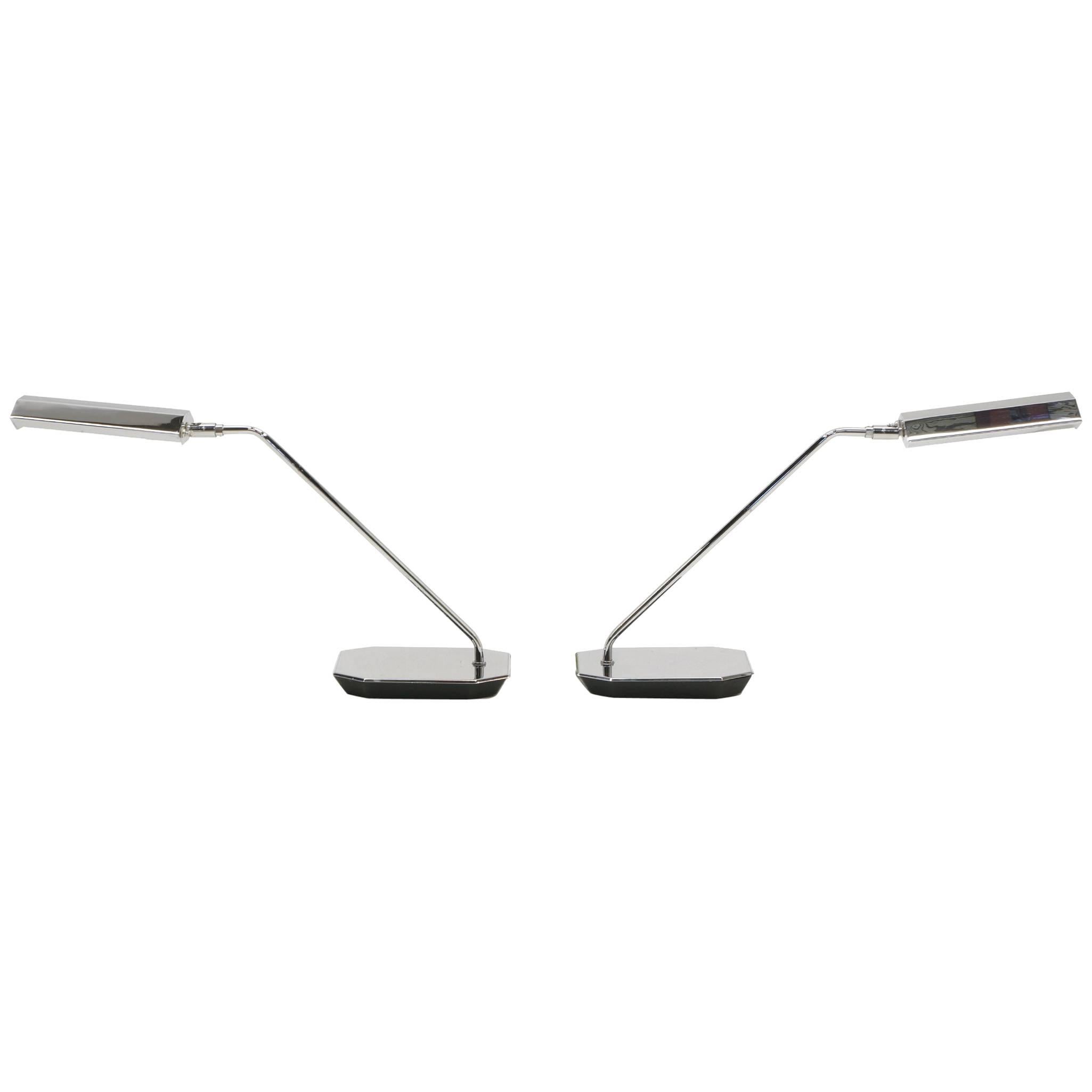 Pair of Koch and Lowy Table or Desk Lamps Chrome