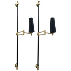 Retro Pair of Very Large Maison Jansen Retractable Sconces